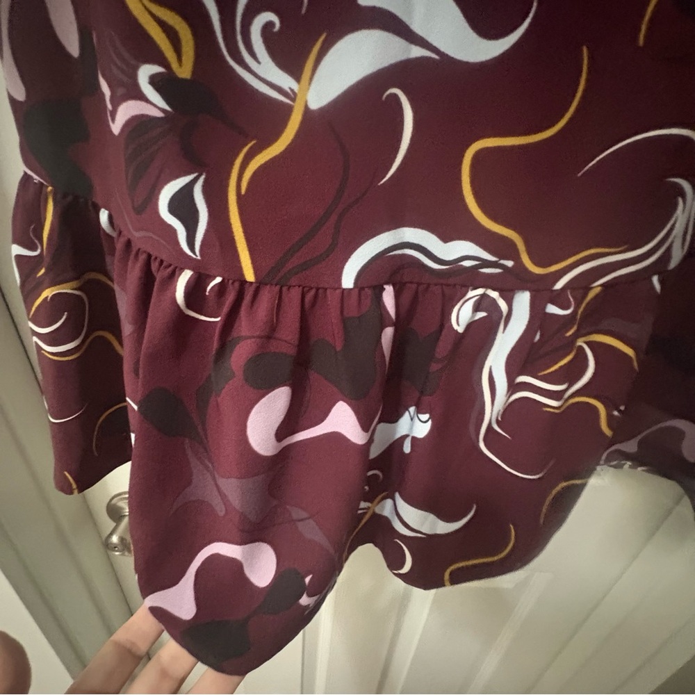 Halogen Maroon And White Patterned Midi Dress - image 3